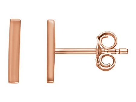 1.8 x 8.7mm (3 8 Inch) 14k Rose Gold Small Vertical Bar Earrings For Cheap