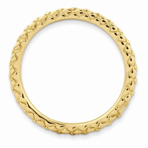 1.5mm Stackable 14K Yellow Gold Plated Silver Crisscross Band For Sale