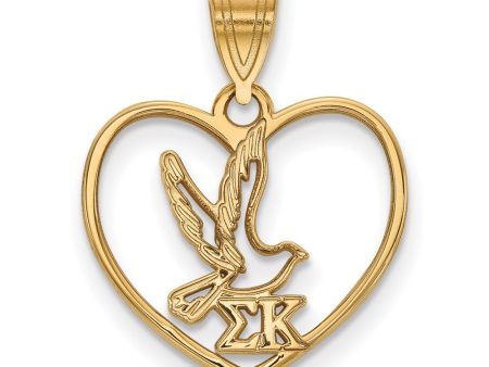 14K Plated Silver Sigma Kappa Heart Pendant Sale