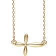 14k Yellow, White or Rose Gold Sideways Rounded Cross Necklace, Adj. Supply