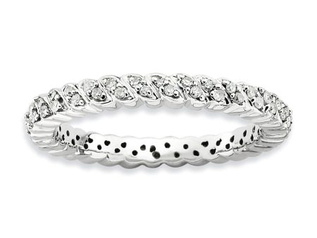 2.5mm Sterling Silver Stackable 1 5 Cttw HI I3 Diamond Petal Band Fashion