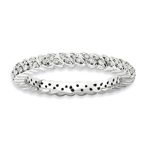 2.5mm Sterling Silver Stackable 1 5 Cttw HI I3 Diamond Petal Band Fashion