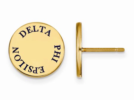 14K Plated Silver Delta Phi Epsilon Blue Enamel Post Earrings Fashion