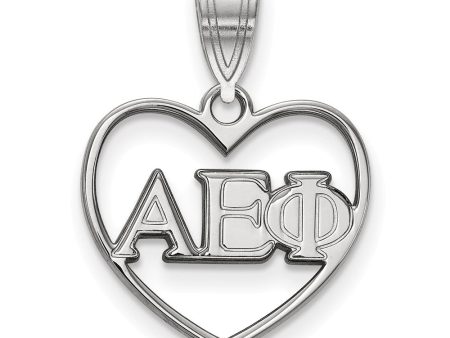 Sterling Silver Alpha Epsilon Phi Heart Greek Letters Pendant Cheap