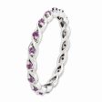 2.5mm Rhodium Plated Sterling Silver Stackable Amethyst Twist Band Online