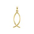 14k Yellow Gold Christian Fish (Ichthus) Pendant, 9 x 22mm For Cheap