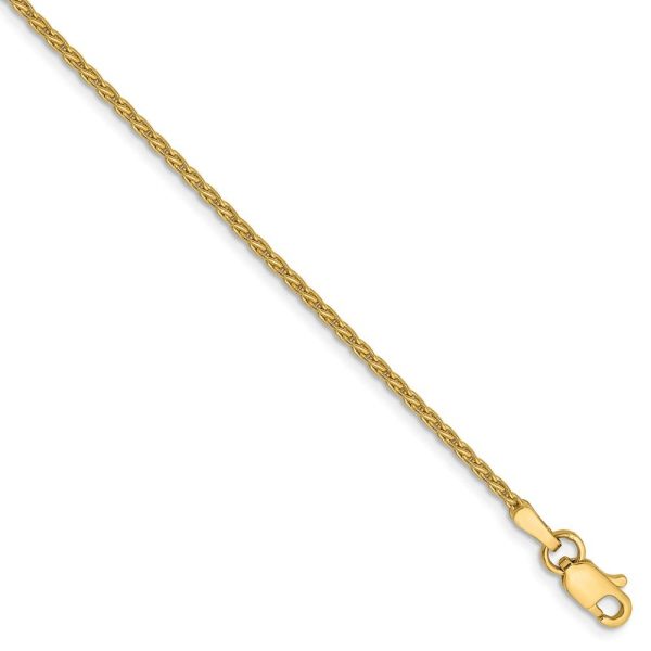 1.5mm, 14k Yellow Gold, Solid Parisian Wheat Chain Bracelet Online Sale