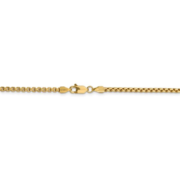 2.45mm 14k Yellow Gold Hollow Round Box Chain Necklace Fashion