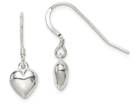 8mm Puffed Heart Dangle Earrings in Sterling Silver Fashion