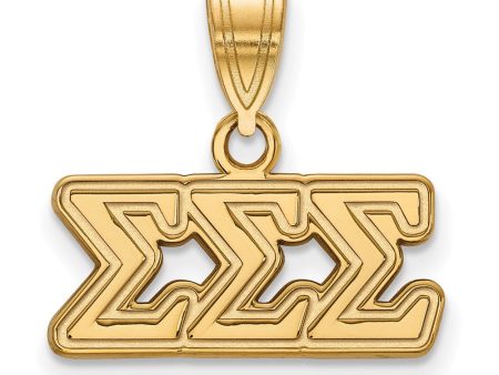 14K Plated Silver Sigma Sigma Sigma Medium Greek Letters Pendant on Sale