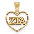 14K Plated Silver Zeta Tau Alpha Heart Greek Letters Pendant Discount