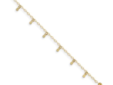 14k Yellow Gold Oval Chain and Dangle Circle Charms Anklet, 9 Inch Online