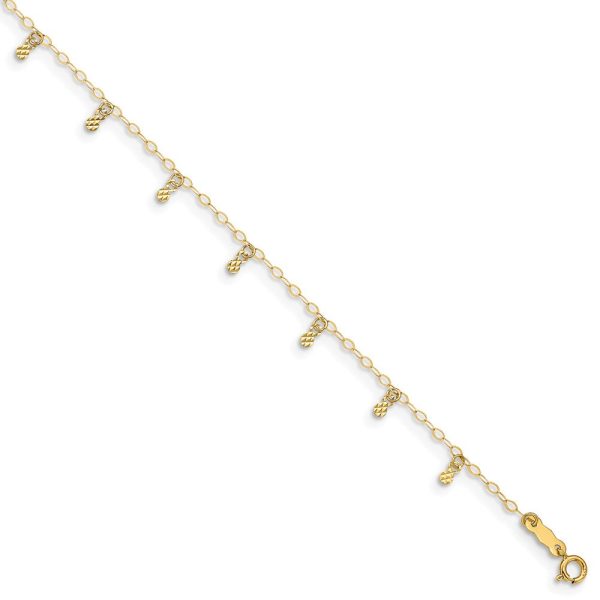 14k Yellow Gold Oval Chain and Dangle Circle Charms Anklet, 9 Inch Online