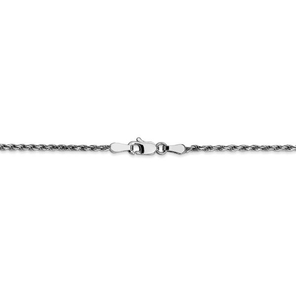 1.6mm, 10k White Gold Diamond Cut Solid Rope Chain Necklace Fashion