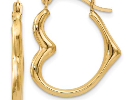 Sideways Heart Hoop Earrings in 14k Yellow Gold Cheap