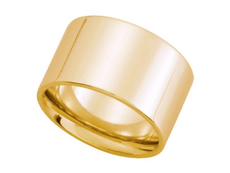 12mm Flat Comfort Fit Wedding Band in 14k Yellow Gold Discount