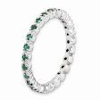 2.25mm Sterling Silver Stackable Created Emerald Prong Set Band Discount