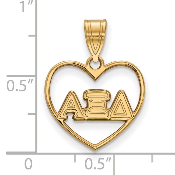 14K Plated Silver Alpha Xi Delta Heart Greek Letters Pendant on Sale