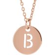 14k Rose Gold Initial A-Z, SM 10mm Pierced Disc Necklace, 16-18 Inch Cheap