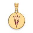 14k Gold Plated Silver Arizona State MD Enameled Disc Pendant Online now