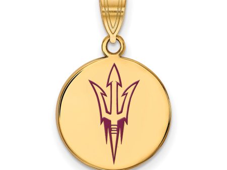 14k Gold Plated Silver Arizona State MD Enameled Disc Pendant Online now