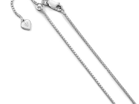 1.25mm Rhodium Sterling Silver Adj. Round Box Chain Necklace, 22 Inch Hot on Sale