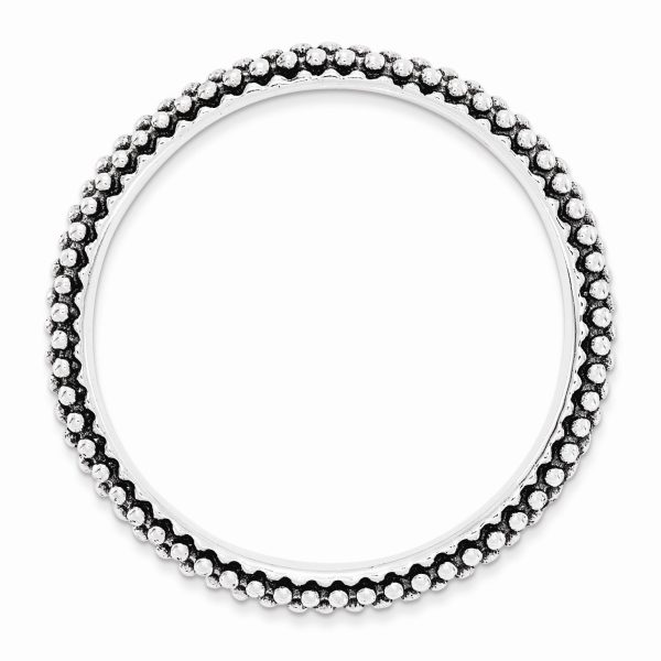 2.5mm Sterling Silver Stackable Antiqued Small Bead Band on Sale