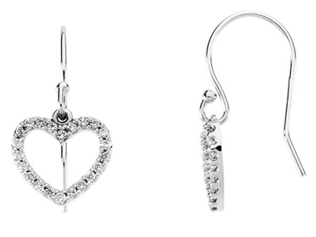 1 5 cttw Diamond Heart Earrings in 14k White Gold For Sale