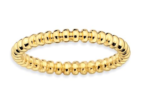 2.25mm Stackable 14K Yellow Gold Plated Silver Beaded Band Fashion