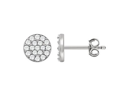 1 3 Cttw Diamond 7mm Round Cluster Post Earrings in 14k White Gold Online Sale