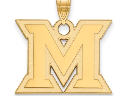 14k Gold Plated Silver Miami U Large Initial M Pendant Hot on Sale