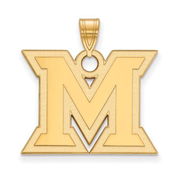 14k Gold Plated Silver Miami U Large Initial M Pendant Hot on Sale