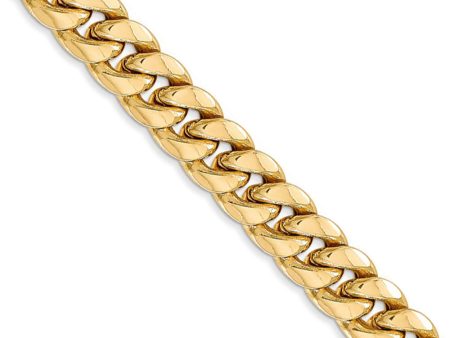 Men s 7.3mm 14k Yellow Gold Hollow Cuban Curb Chain Necklace Sale