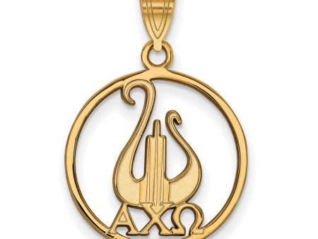 14K Plated Silver Alpha Chi Omega Large Circle Pendant Online Hot Sale