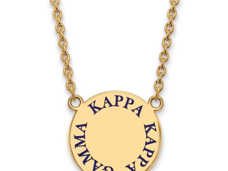 14K Plated Silver Kappa Kappa Gamma Large Blue Enamel Necklace Sale