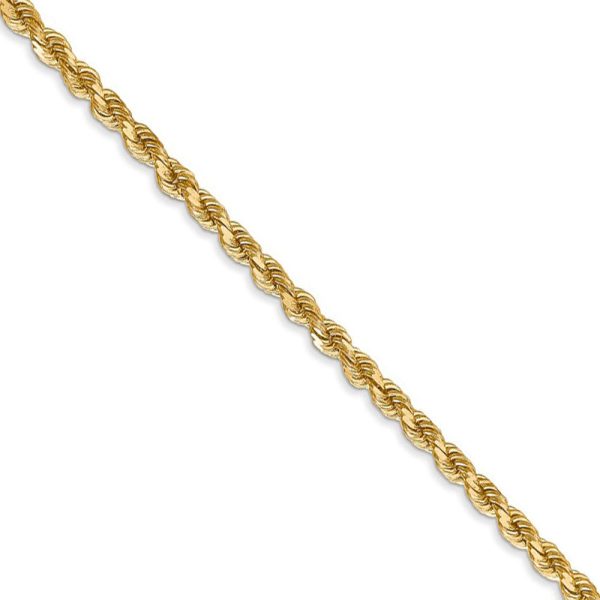 2.75mm 14k Yellow Gold, Diamond Cut Solid Rope Chain Necklace For Discount