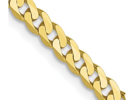 2.4mm 10k Yellow Gold Flat Beveled Curb Chain Necklace Online