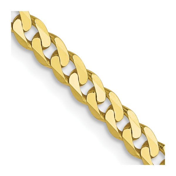 2.4mm 10k Yellow Gold Flat Beveled Curb Chain Necklace Online