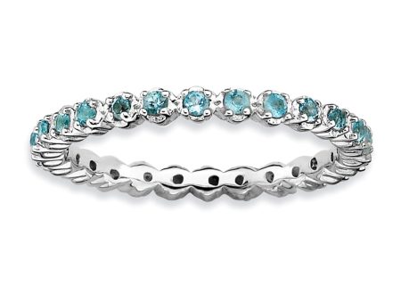 2.25mm Silver Stackable Blue Topaz Band For Cheap