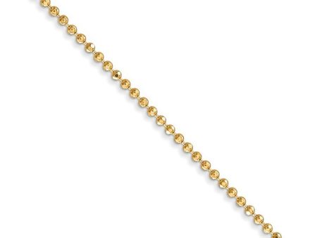 1.2mm, 14k Yellow Gold, Diamond Cut Hollow Bead Chain Necklace Cheap