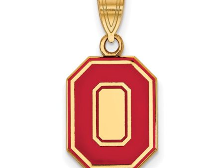 14k Gold Plated Silver Ohio State Medium Enamel  O  Pendant For Discount