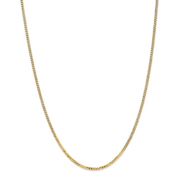 2.2mm, 14k Yellow Gold, Solid Beveled Curb Chain Necklace Online