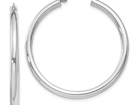 2.5mm, Sterling Silver, Classic Round Hoop Earrings - 35mm (1 3 8 In.) Hot on Sale