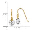 14k Yellow Gold Crystal Heart Dangle Earrings on Sale