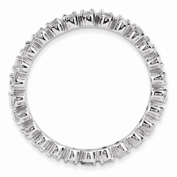 2.25mm Stackable White Topaz and .04 Ctw HI I3 Diamond Silver Band Fashion