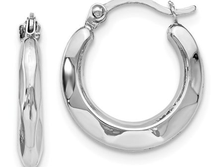 2.5mm Polished Tapered Round Hoop Earrings in 14k White Gold, 14mm Supply