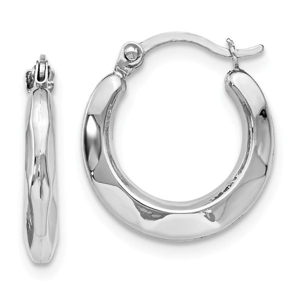 2.5mm Polished Tapered Round Hoop Earrings in 14k White Gold, 14mm Supply