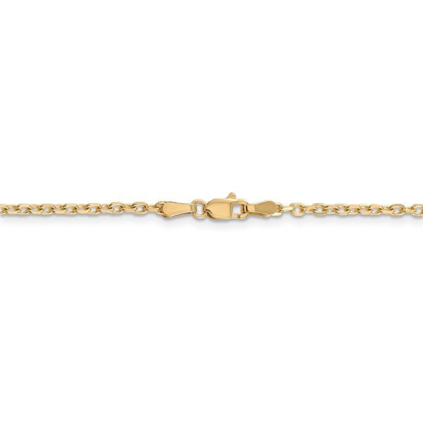 2.2mm, 14k Yellow Gold Diamond Cut Solid Cable Chain Necklace Fashion