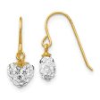 14k Yellow Gold Crystal Heart Dangle Earrings on Sale