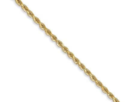 1.75mm, 14k Yellow Gold Solid Diamond Cut Rope Chain Necklace Hot on Sale